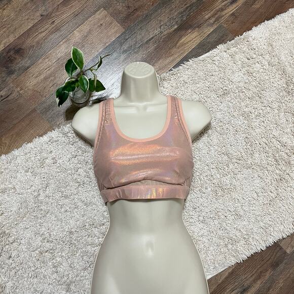 Fabletics Size Small Pink Iridescent High Impact Belle Racerback Sports Bra - Picture 1 of 6